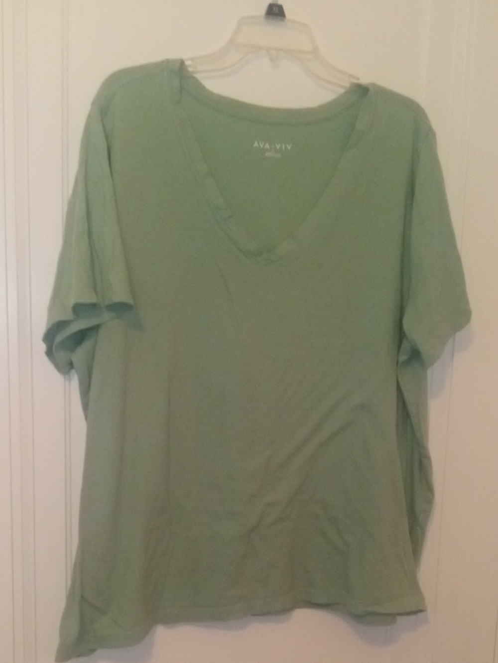 women 2x Sage Green V-Neck Shirt